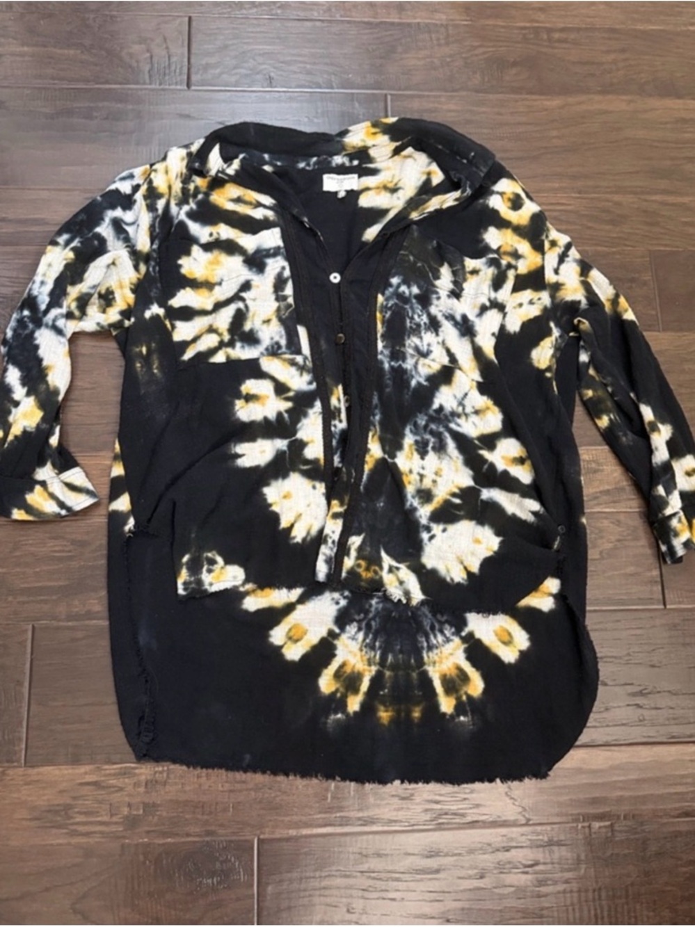 Free People Top-One Teaspoon Boho Tie-Dye High Low button down - Picture 10 of 10